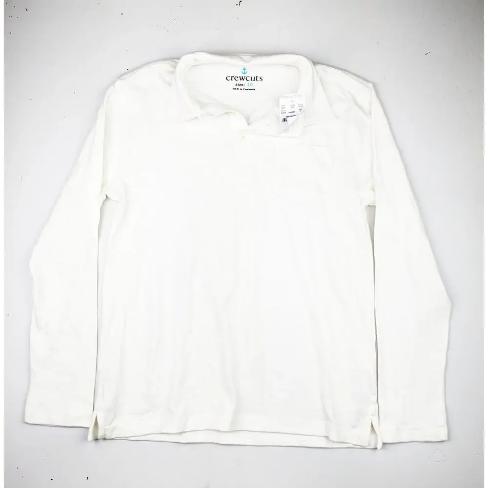 Crewcuts Cream LS Polo Shirt - Boys 10